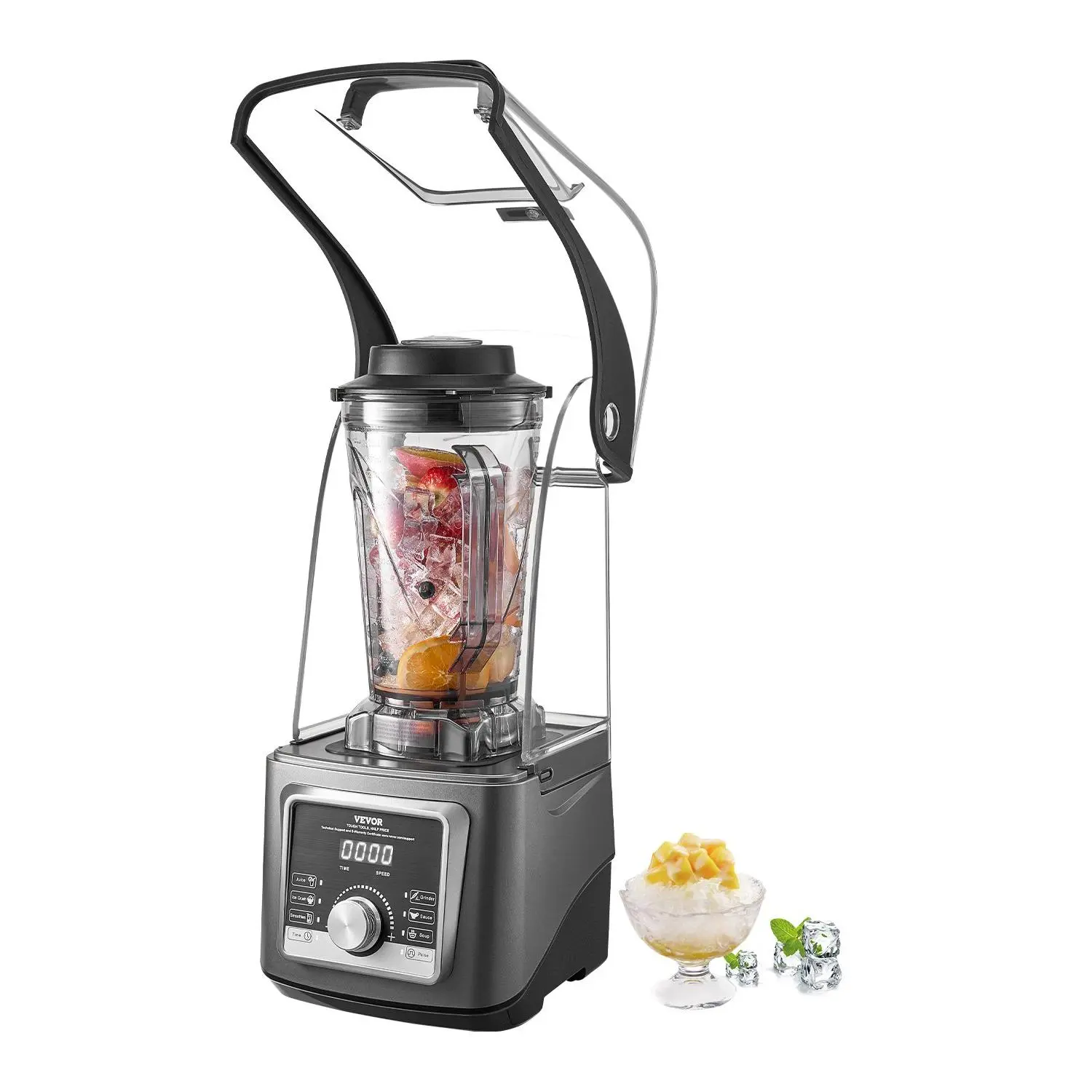 VEVOR Professional 1400W Blender, 135 oz (4L) Food-Safe PC Jar, Multi-Functional Food Processor with Noise Cover for Smoothies, Milkshakes, Kitchen Use, Smoothie Recipe
