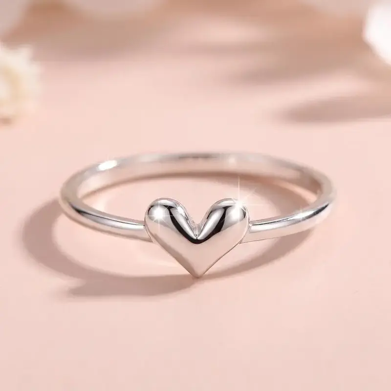 Women's Elegant Heart Design Promise Ring, Exquisite Trendy Minimalist Ring, Beautiful Rings, Fashionable All-match Jewelry for Women for Daily & Party Decoration, Cute Gifts for Her, Heart Signet Ring, Promise Ring Gf