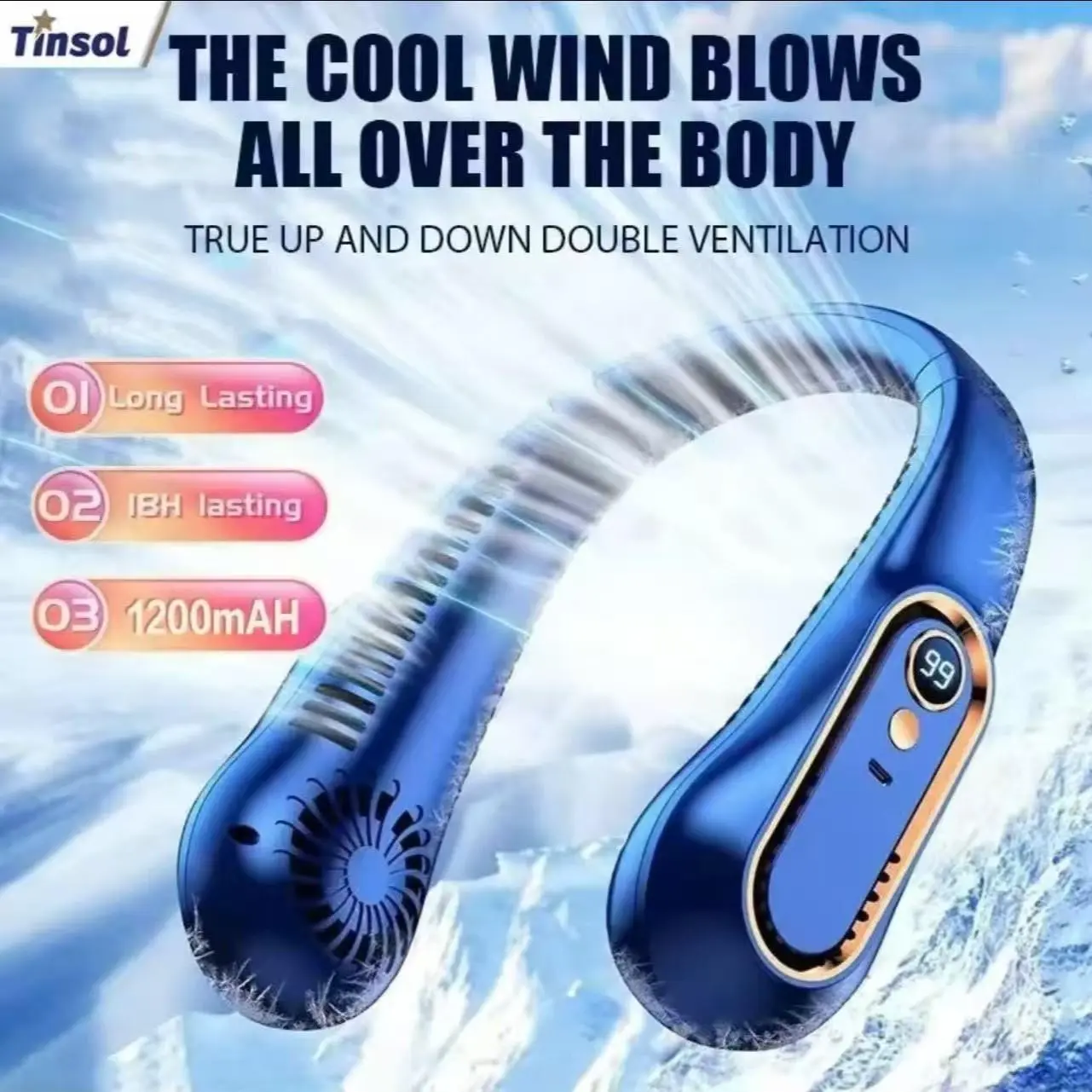Portable Neck-Hanging Fan, USB Rechargeable, 360° Cooling, Adjustable Wind Speed, Ideal for Outdoor Activities, Unisex Summer Gift