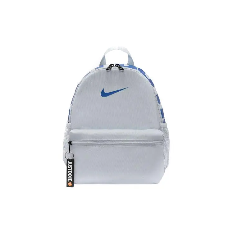 Nike Brasilia JDI Small Durable Fabric Backpack for Men and Women, Minimalist Style in Gray-Blue