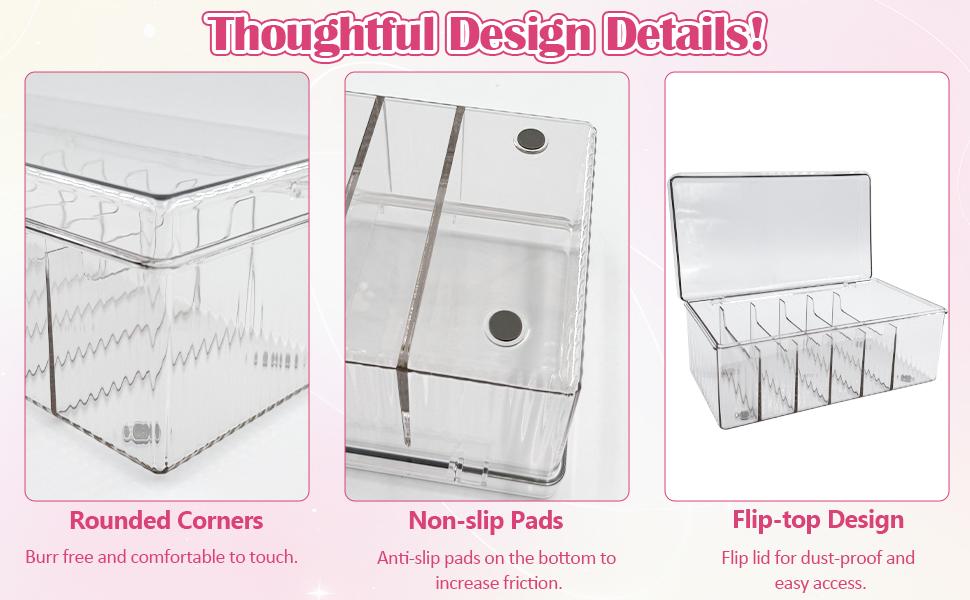 Acrylic Lash Cart Organizer for Lash Techs – Clear Storage Box for False Eyelash Extensions, DIY Lashes & Brows at Home, Separated Lash Trays with Dividers