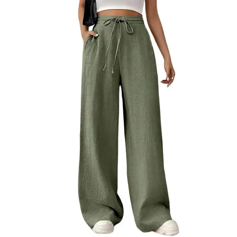 Elegant Slimming High Waist Solid Casual Trousers For Ladies, Simple Versatile Design Suitable For Shopping, Travel And Daily Wear
