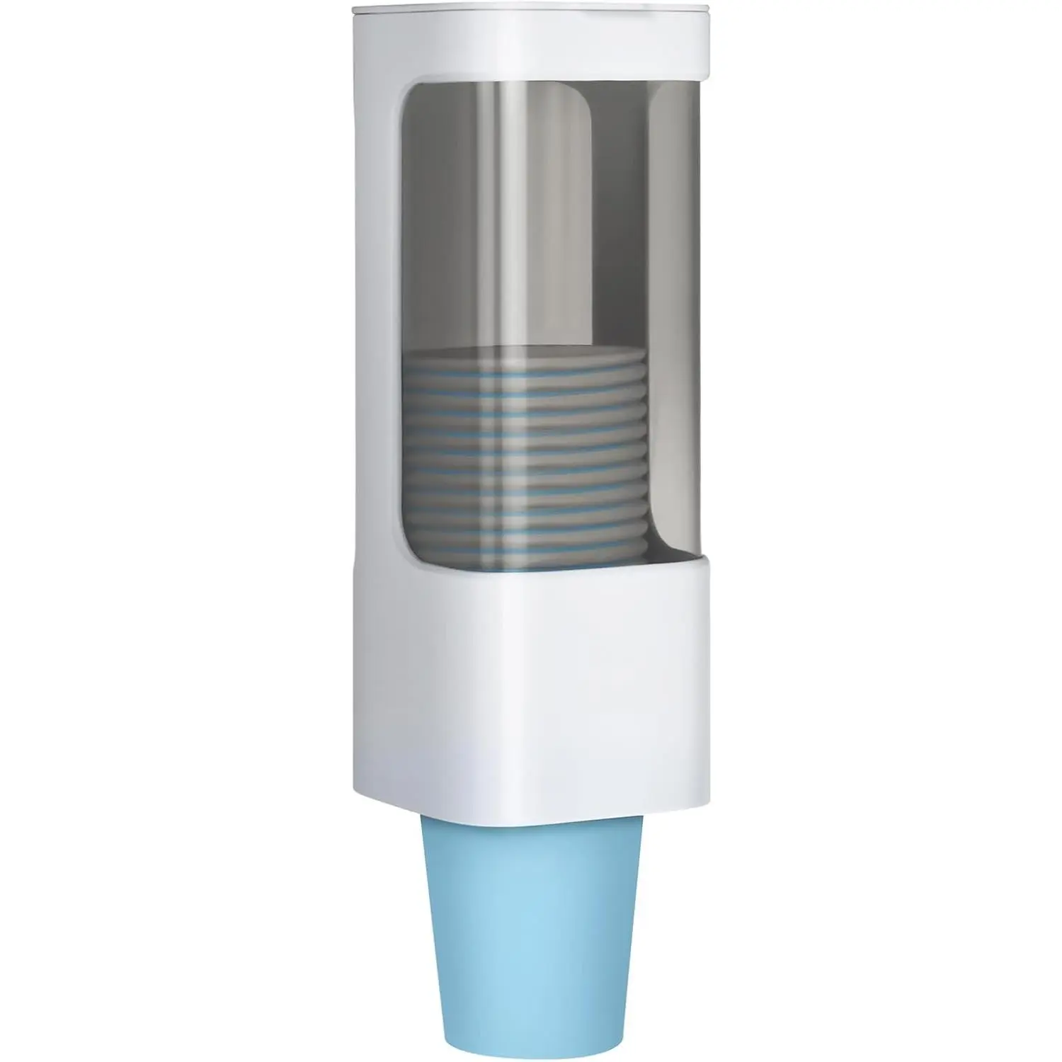 LBTING Water Cooler Cup Dispenser, Fit 3oz - 5oz Small Cups, White | Pull Type Cup Holder, Adhesive Wall Mounted Bathroom Disposable Cup Dispenser