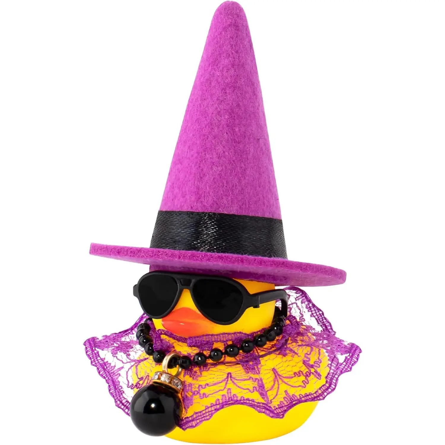 Halloween  Dashboard Rubber Ducks, Decorations Duck for Office Desk Ornament Accessories with  Hat Glasses  Skirt, Halloween Party Gifts, Giving Exchange, Purple_Purple