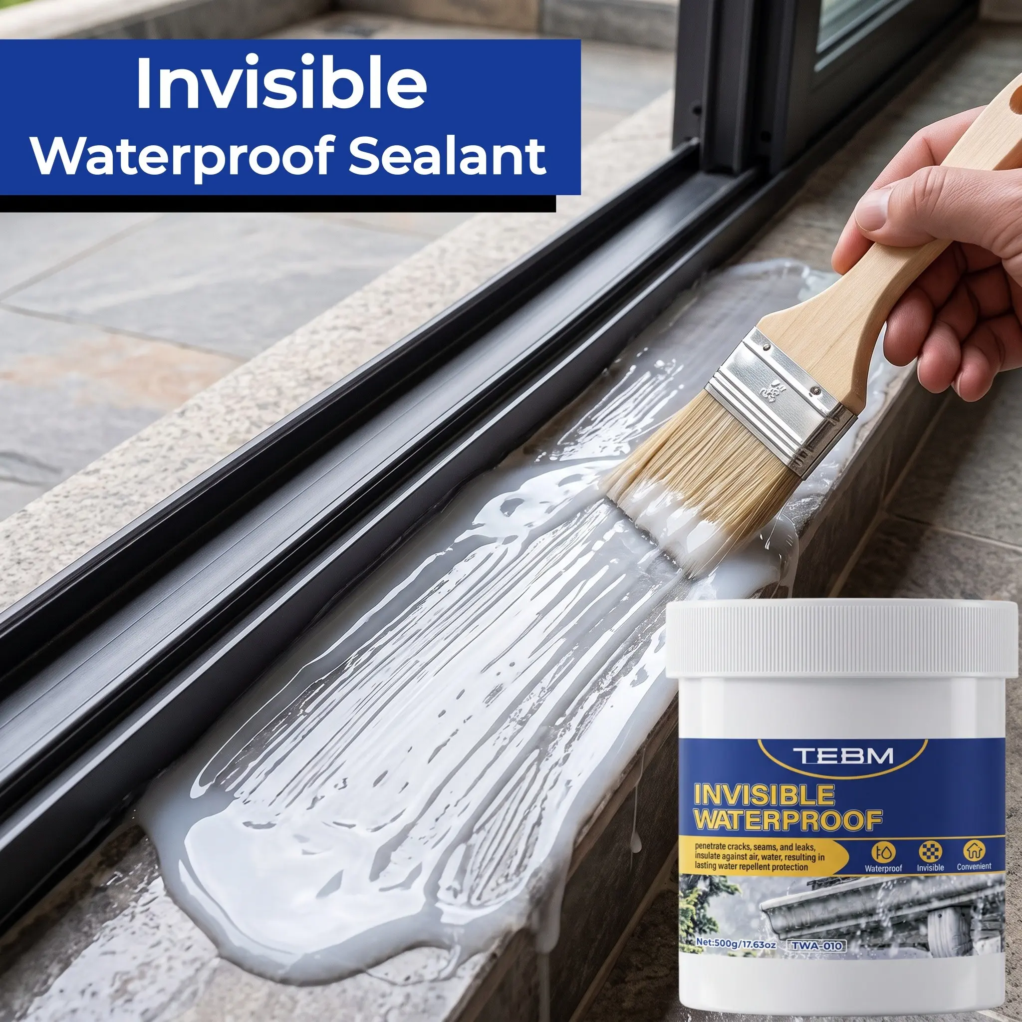 Transparent Waterproof Sealant, Instant Leak-Stop Gel, Invisible Seamless, Multi-Surface Compatible for RV, Roof, Window, Bathroom, Home Repair