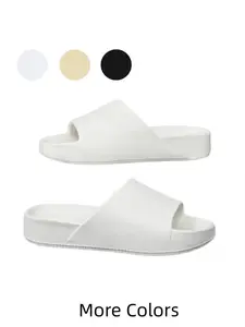 1 Pair Unisex Basic Solid Color Slides Wide Upper Comfort Fit Thick Anti Slip Wear Resistant Sole Daily Bathroom Outdoor Slide Slipper
