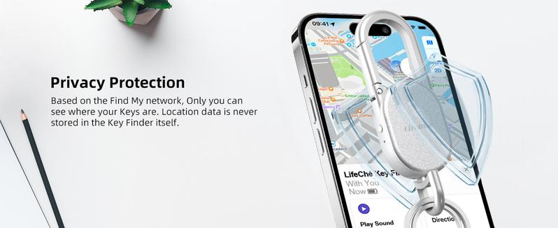 Keychain, Key Finder Built-in Anti-Loss Tracker, Heavy Duty Key Holder, Premium Stainless Steel Keychain Carabiner For Car Keys with GPS Global Locator Tracking Waterproof (Rose Gold)