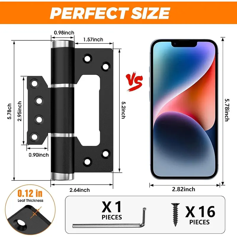 5 inch self closing hinge dimensions