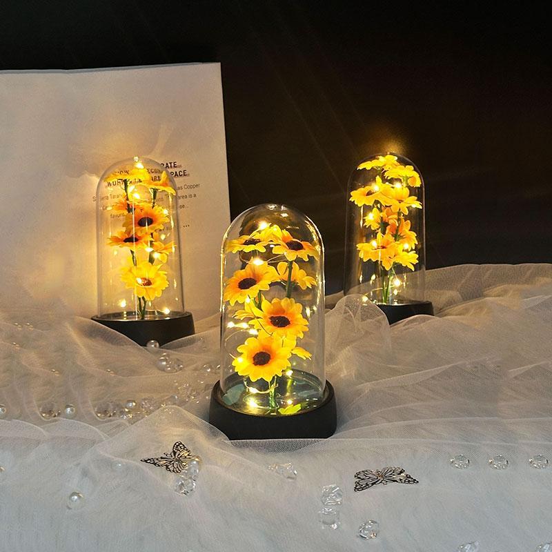 Sunflower Design Light Up Display Box, 1 Piece Battery Powered Flower Light Box without Battery, Decorative Ornament, Gift for Mom, Wife, Girlfriend