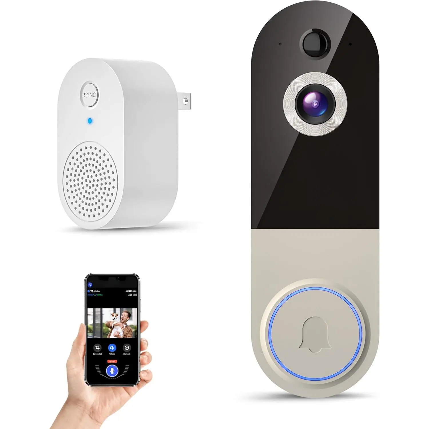 1080P Wireless Dome Security Camera, Rechargeable Battery Powered, 2-Way Audio, Night Vision, AI Human Detection, Cloud Storage, 2.4G WiFi