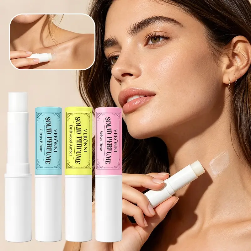 Student-Friendly Solid Perfume Stick Set, Veronni 2-Pack, Long-Lasting Fragrance, Alcohol-Free, Portable Design, Ideal for School & Outdoors