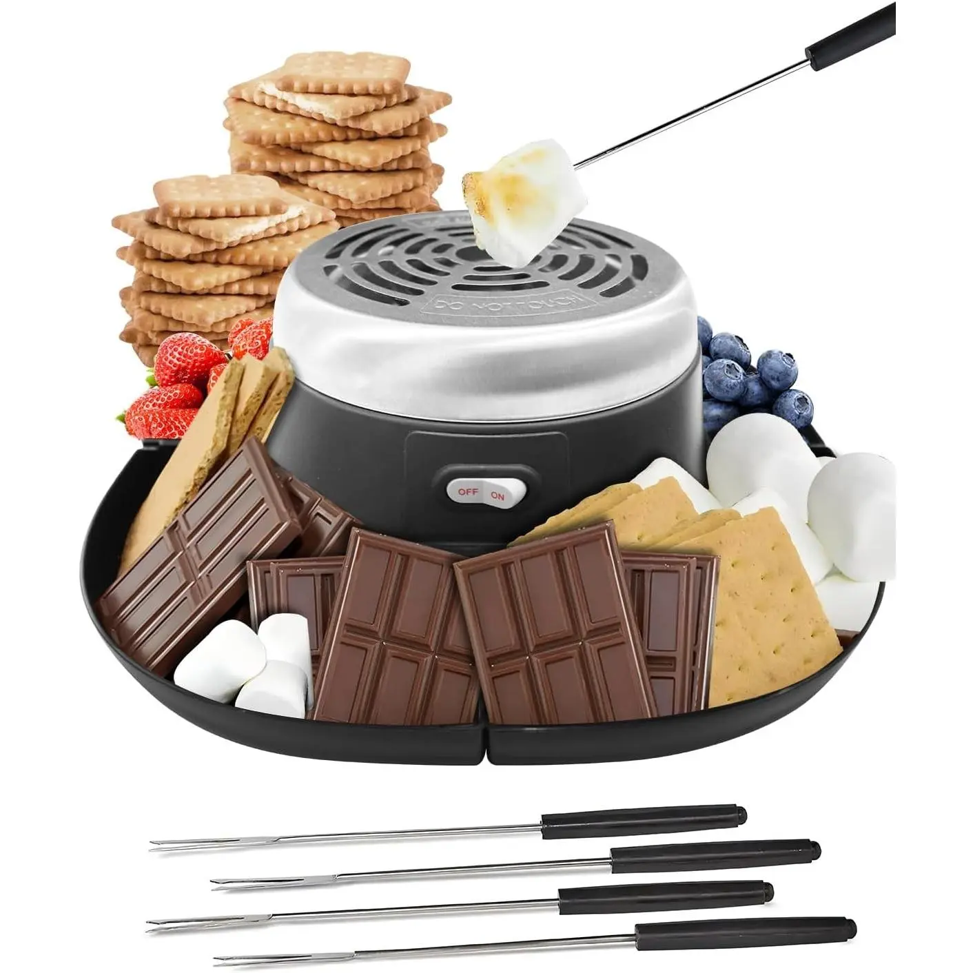 Tabletop Indoor Flameless S'mores Maker Kit - Indoor Smores Making Supplies, Ideal for Movie Night, Great Housewarming Christmas Gift 120V