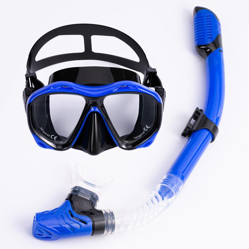 Snorkeling equipment two-piece set, snorkeling tube & diving mask set, two-way exhaust hole, mirror surface does not fog, mirror belt length can be adjusted, snorkeling mask diving mask