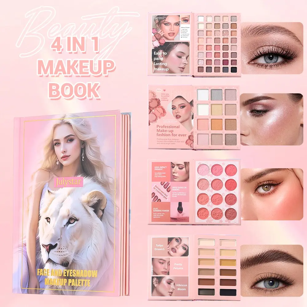 Multi-Functional Foldable Makeup Book, Makeup Combo, Velvet Soft Blush Embossed Powder, Smooth Concealer Eyebrow Pomade, Waterproof Sweat Resistant Formula For Daily & Party Makeup