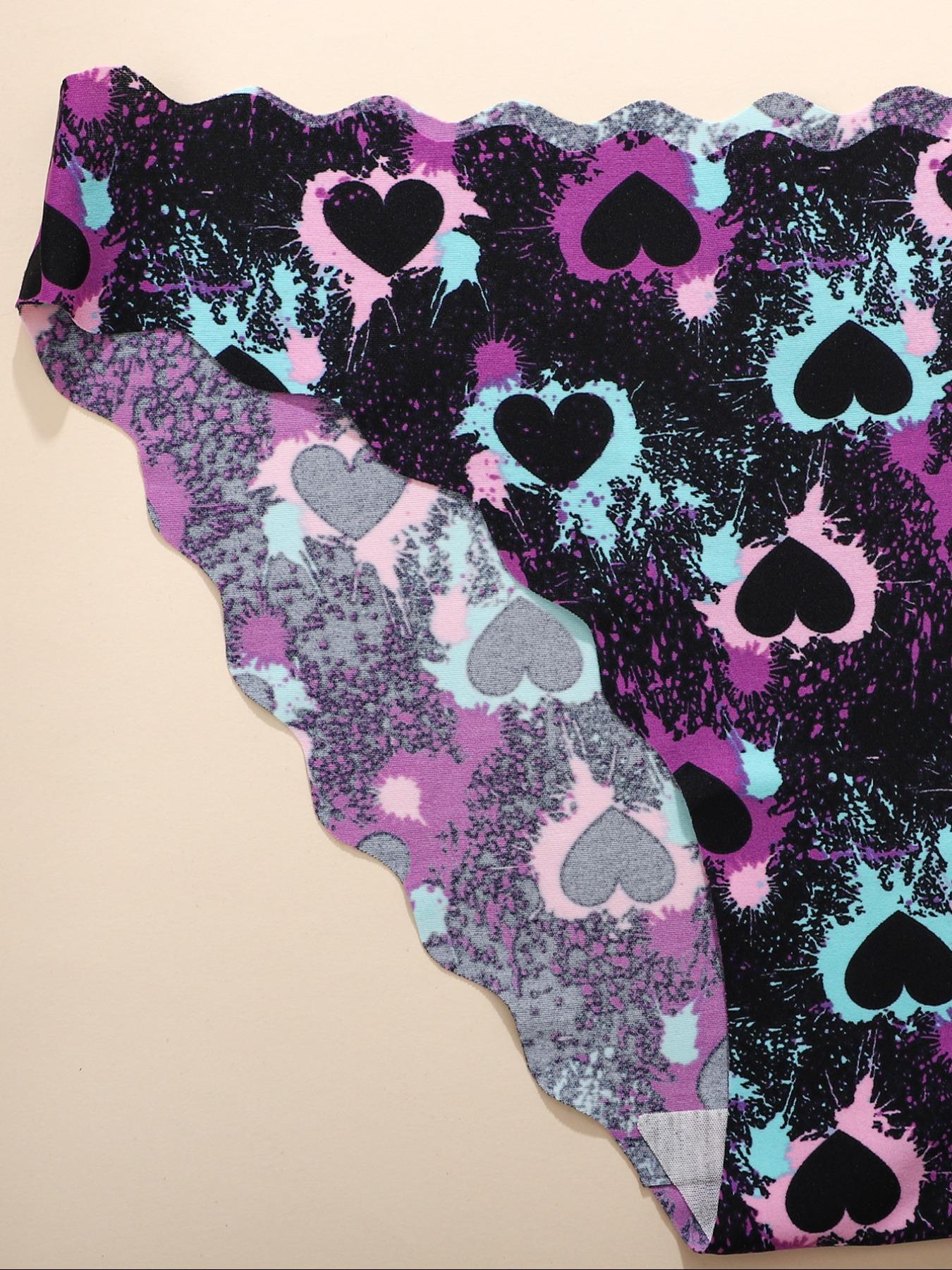 Women's Solid Color / Heart / Leopard Print Scallop Trim Panty, Soft Comfy Breathable Seamless Knicker for Daily Wear, Underwear for All Seasons, Womenswear, Casual Comfy Panties, Fashion Breathable Underwear