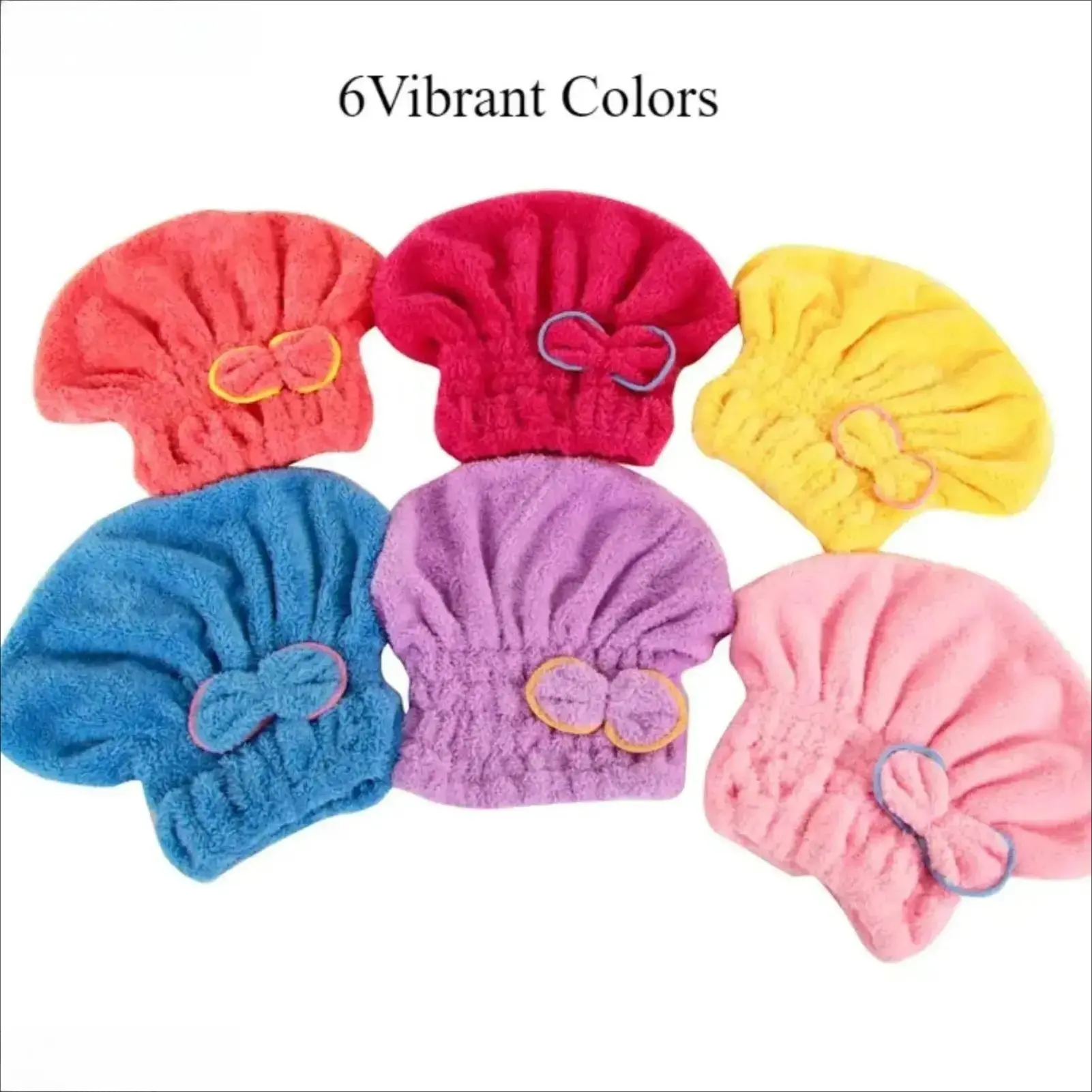 Viral 6-Piece Microfiber Hair Towel Wrap Set for Women & Girls, Ultra-Absorbent Quick-Dry Hair Drying Turban Caps, Soft Anti-Frizz Coral Fleece Hair Wrap Towels for Bath, Spa Day, Gym, Travel