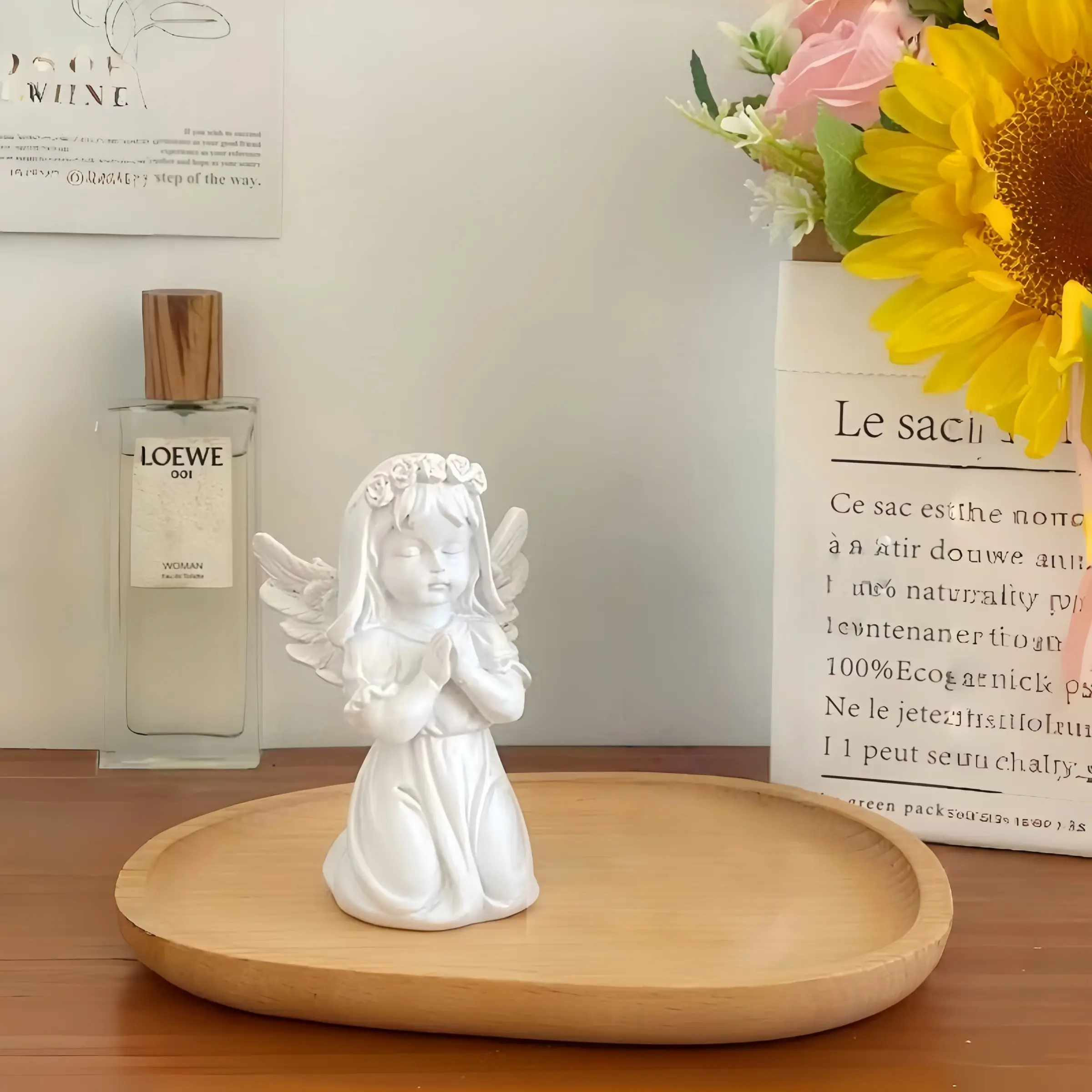 Home Car Statue Roman Column Statue Pedestal Candlestick Stand Candle Holder Figurine Wings Little Ange Wedding Decoration