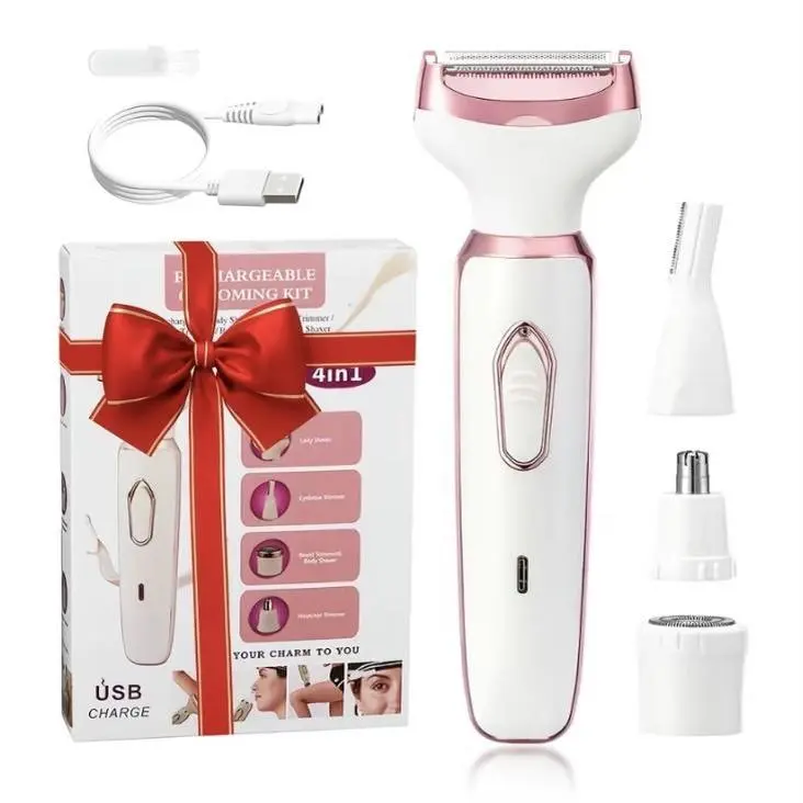 4 in 1 Electric Lady Shaver Razor, 1 Box Body Hair Removal Epilator, Cordless Body Beauty Instrument for Women, Suitable for All Seasons, Cordless Portable Shaver