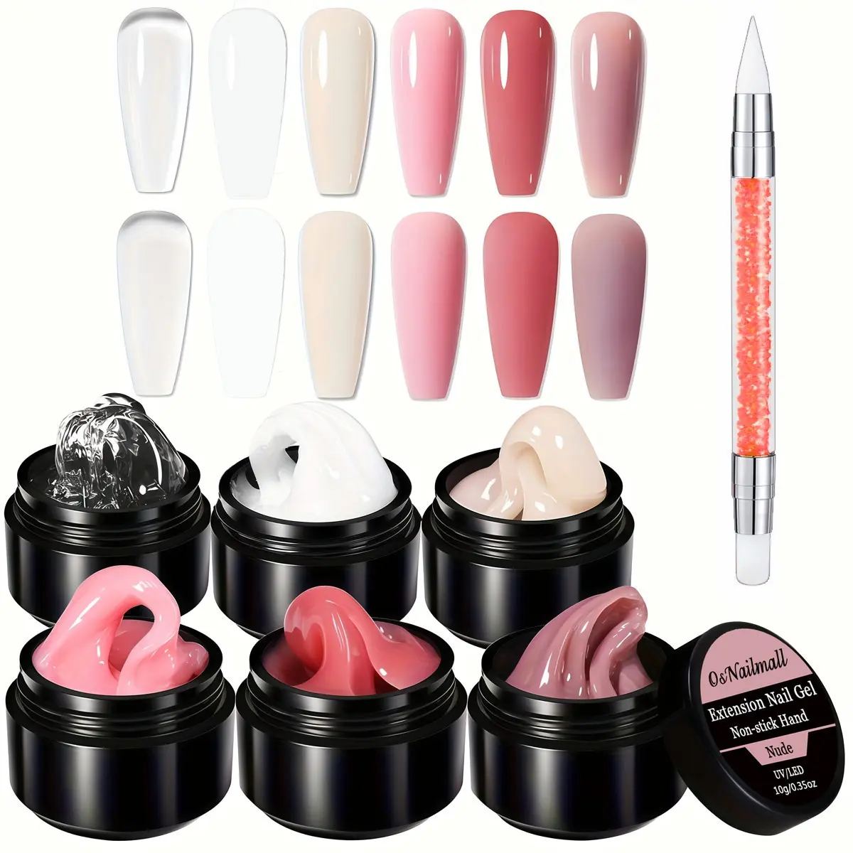 7pcs/set Solid Structural Gel for Nail Extensions, Non-Sticky 3D Sculpture Gel, Sculpting Hard Gel, Requires LED Lamp Curing