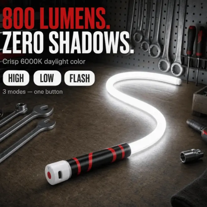 Magnetic Flexible LED Work Light - Hands-Free Mechanic Flashlight for Car Repair Work, Automotive Flexible Light