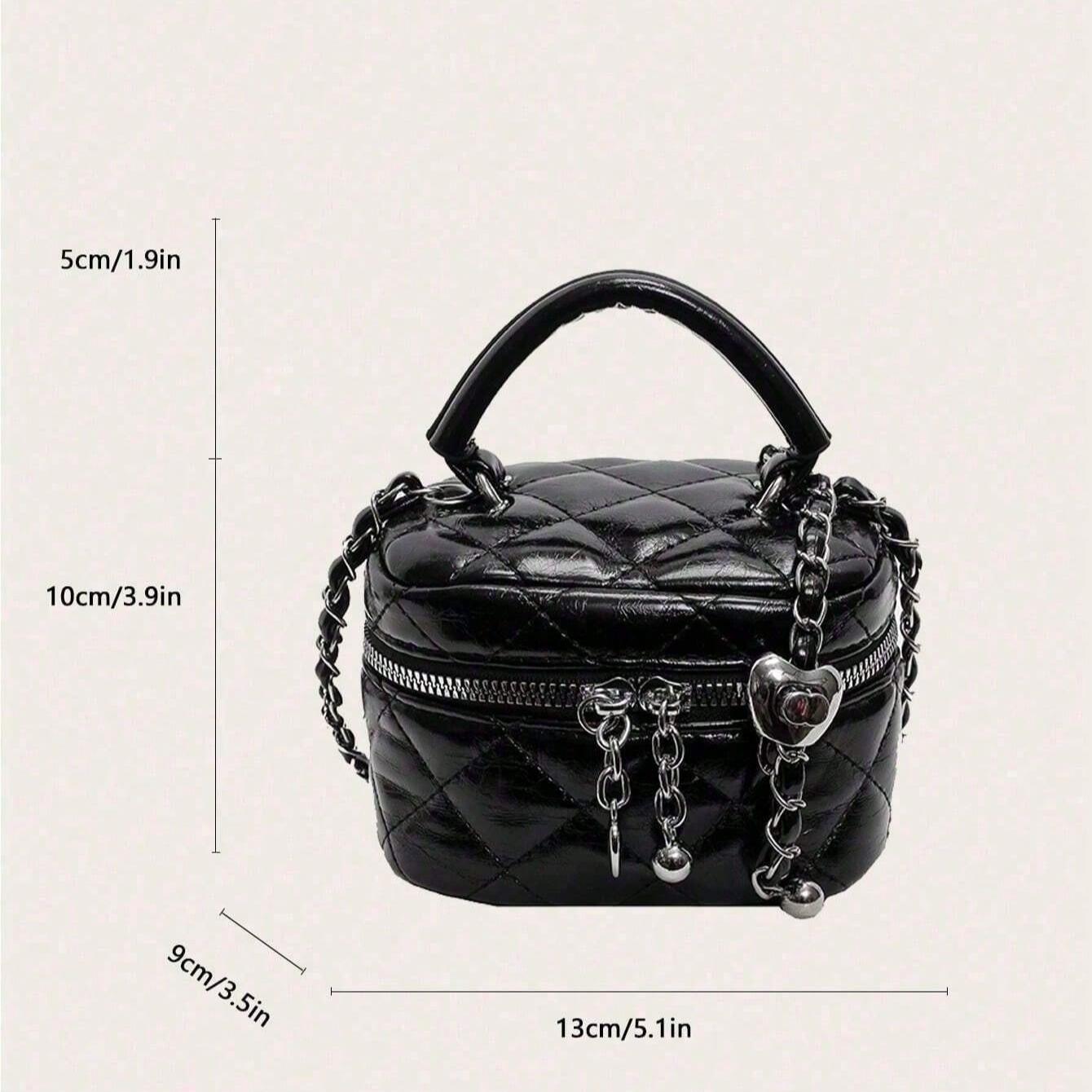 Mini Women Handbag, Fashion Solid Color Embroidered Rhombic Crossbody Bag Cute Coin Purse With Heart Decoration Y2k Shouldr Bag Suitable for Holding Cards And Keys Suitable for Daily Use, Shopping and Travel