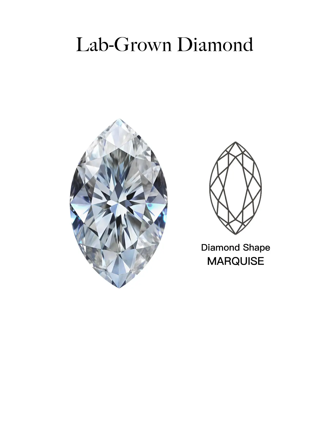 Lab-Grown Diamond Rough Stone, D Color Vs Clarity, Marquise Cut, Igi Certificate, Elegant Engagement & Wedding Jewelry, Perfect Gift