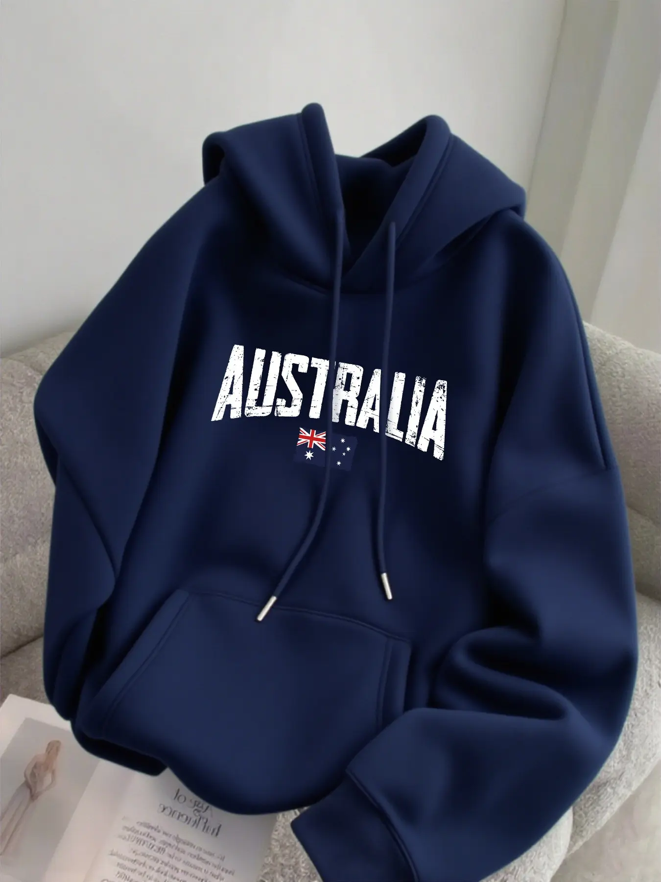 Australia Day Men's Fleece Hoodie, Australia Flag Print, Kangaroo Pocket, Soft Comfortable Fabric, Casual Fall Winter Sweatshirt