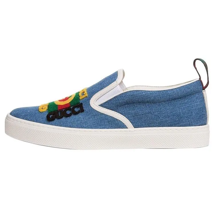 Gucci Denim Block-Logo Casual Fashion Sneakers for Men in Blue Verifiable, with credentials and supporting global authentication