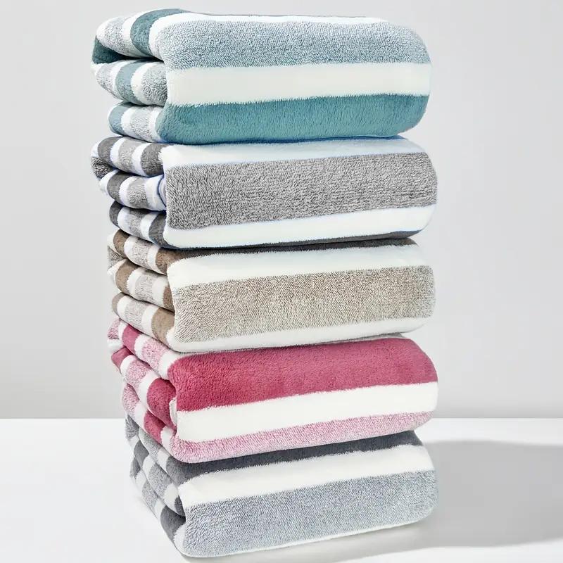 Striped Bath Towel Sets, Premium Bath Towels, 2/5/8/12 Pcs Washcloths Hand Towel and Bath Towels Soft Absorbent Microfiber Blanket Towel, Quick Drying Towel for Bathroom, Hotel, Salon, Spa, Gym, Home Goods