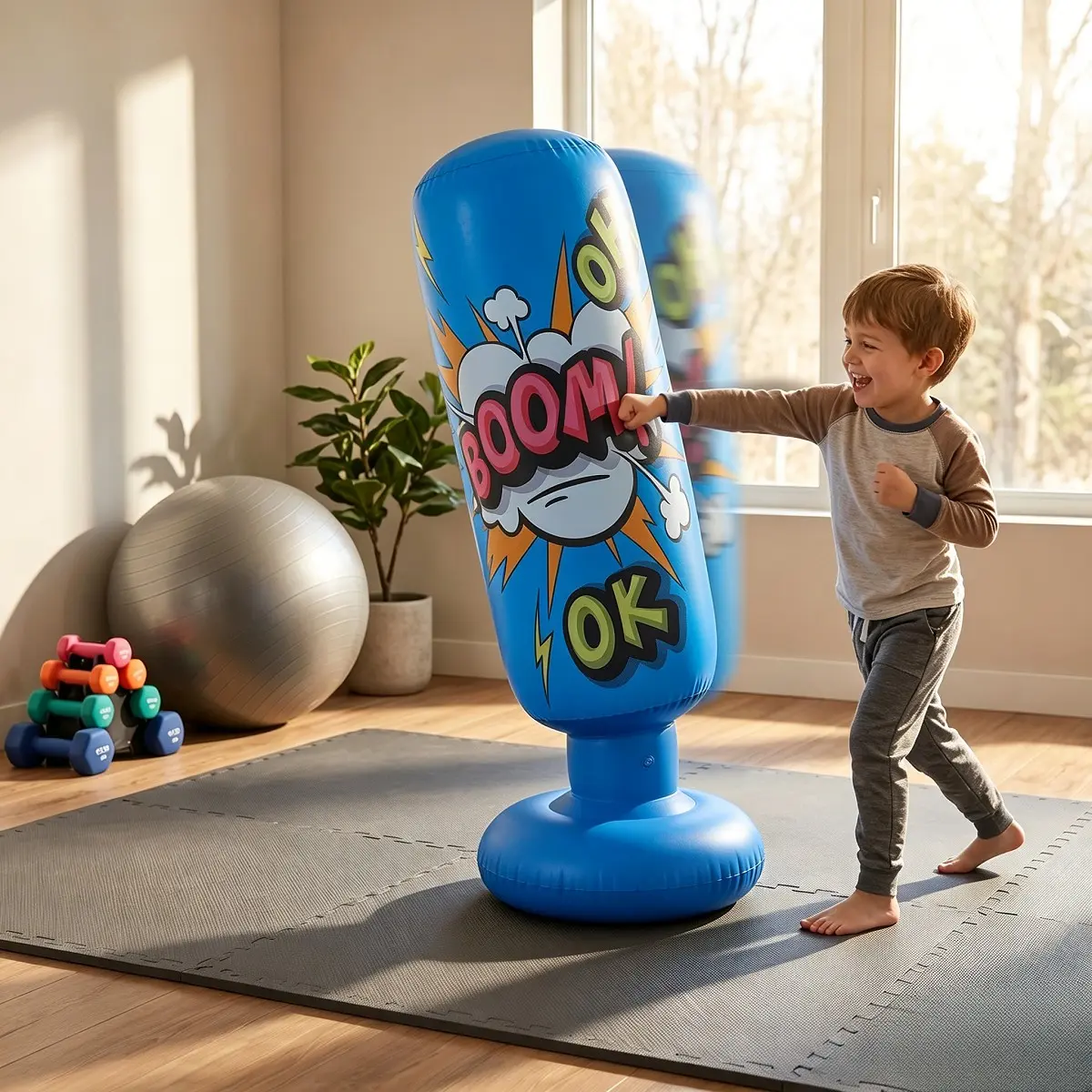Inflatable Punching Bag for Teens, Stress Relief Boxing Target, Sports Training Equipment, Durable Design, Perfect for Home Use, Boxing Training Gear, Inflatable Boxing Bags