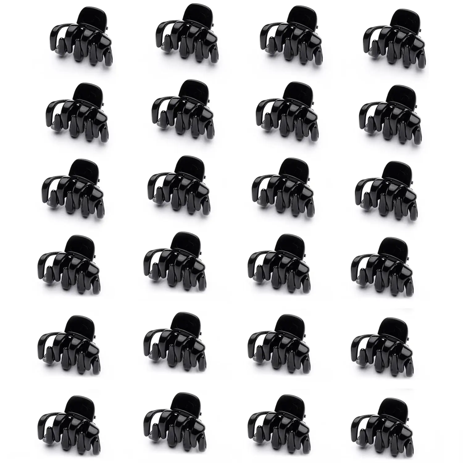24 Pcs Small Mini Octopus Plastic Hair Claw Clips for Thin Hair - No-Slip Styling Accessories for Women and Girls (Black, Hair Styling)