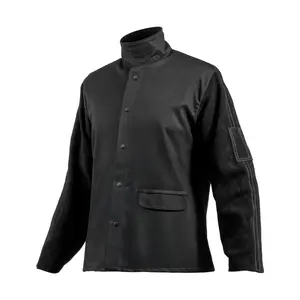 VEVOR Flame Resistant Welding Jacket, Heavy Duty Split Cowhide Leather Sleeves  9 oz. FR Pure Cotton Body, Heat-Resistant Welding Safety Jacket for Welder Fitters - XXL Size