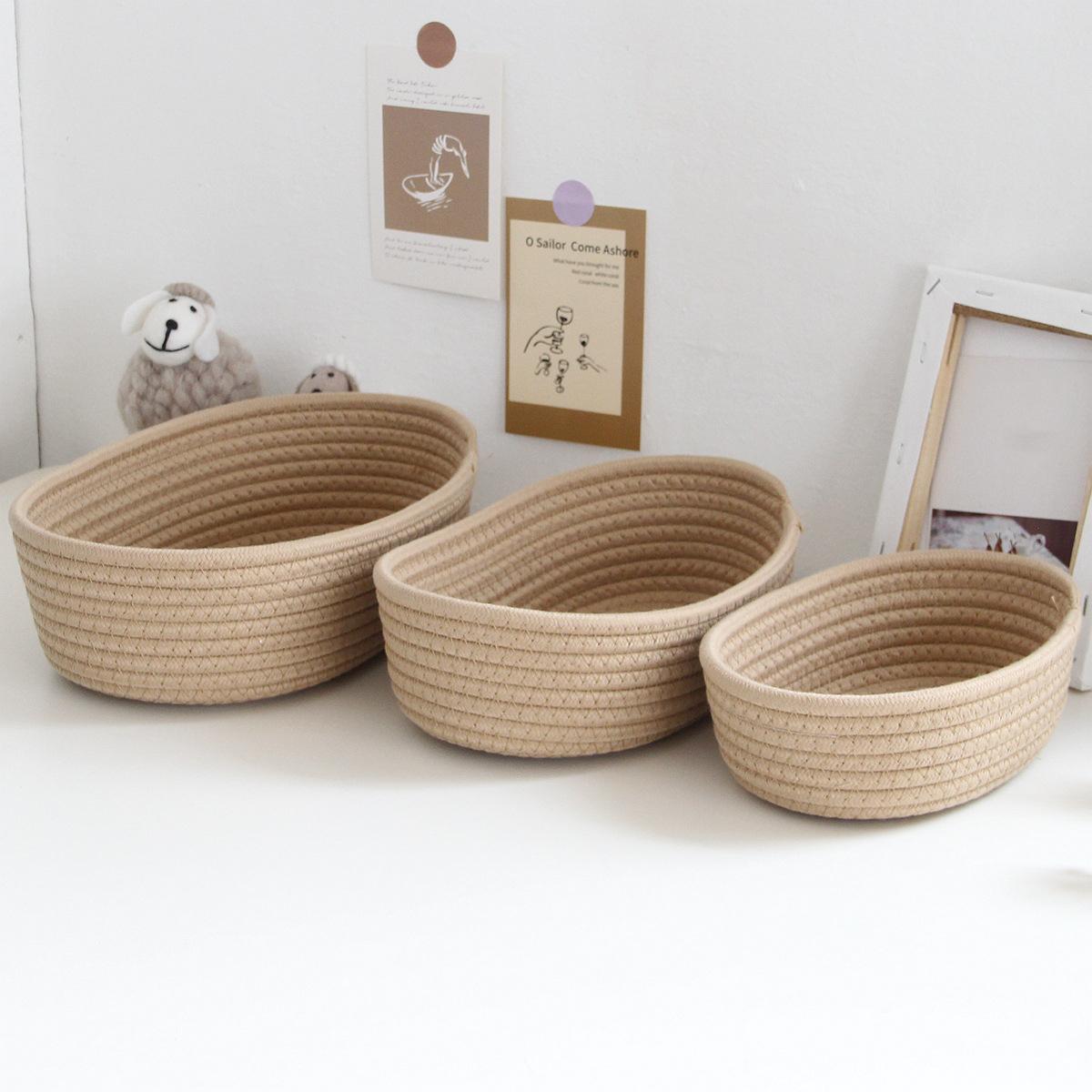 Woven Nordic Rope Storage Baskets - Organize Boxes, Desktop Sundries, Key, Cosmetics - Natural Fiber - For Home & Office - Perfect Gift for Housewarming & Organization Enthusiasts - Room Organization Products