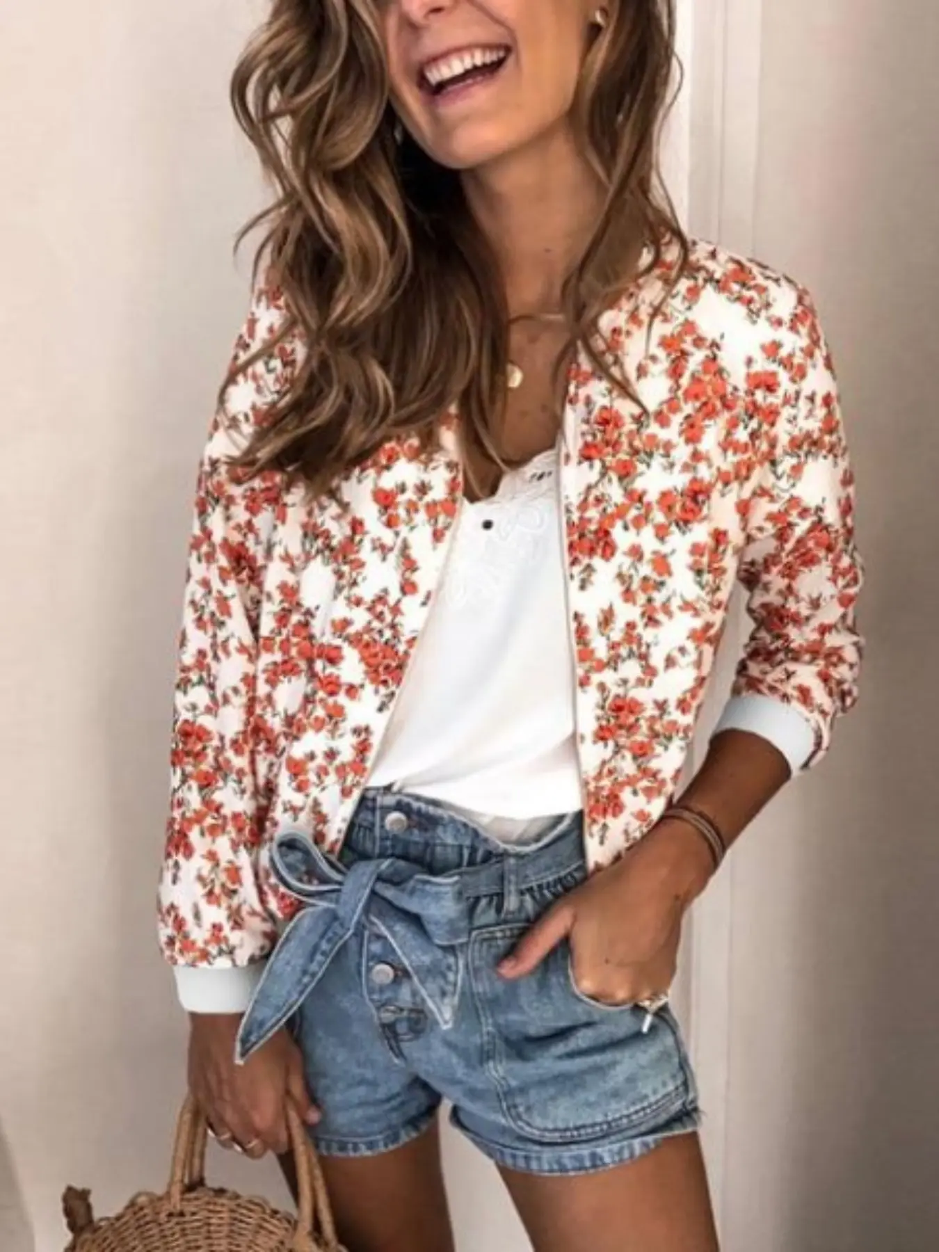Women's Casual Baseball Jacket, Trendy Zipper Design, Lightweight Thin Material, Perfect for Daily Wear, European and American Style