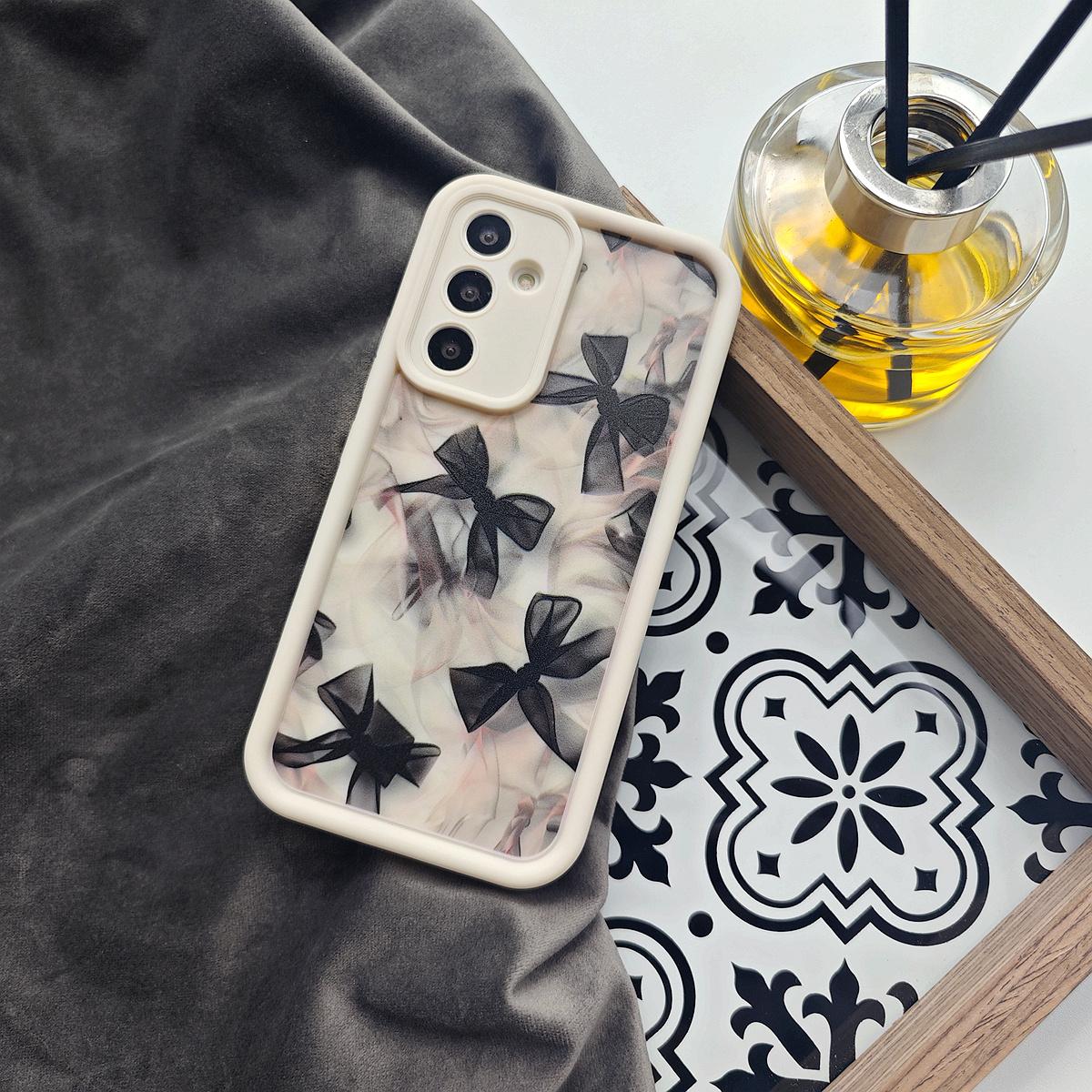 Translucent Bow Black Full-Screen Painted Cute Fresh and Charming Creative Beautiful Innovative European American Girls Dark,White Suitable for Samsung Galaxy S26 S25 S24 S23 S22 S21 Fe Plus Ultra A13 A14 A15 A16 A17 A33 A34 A35 A36 A52 A53 A54 Note20