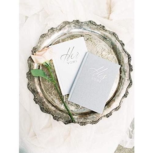Wedding Vow Book Keepsakes (2 Book Set, His & Hers) Linen Hardcover - Bonus Wedding day Cards - Vow Renewal - Bridal Shower Gifts - Booklet - Journal - Future Mrs & Mr