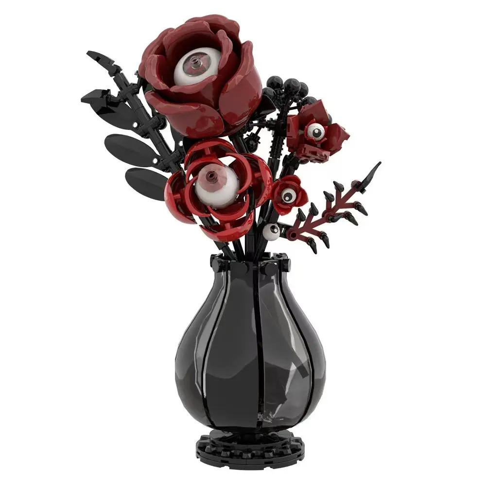 Gothic Eye Flower Lego Model, Dark Fantasy Handmade DIY Toy, Small Pieces Building Kit, Desktop Decoration, Gift for Adults