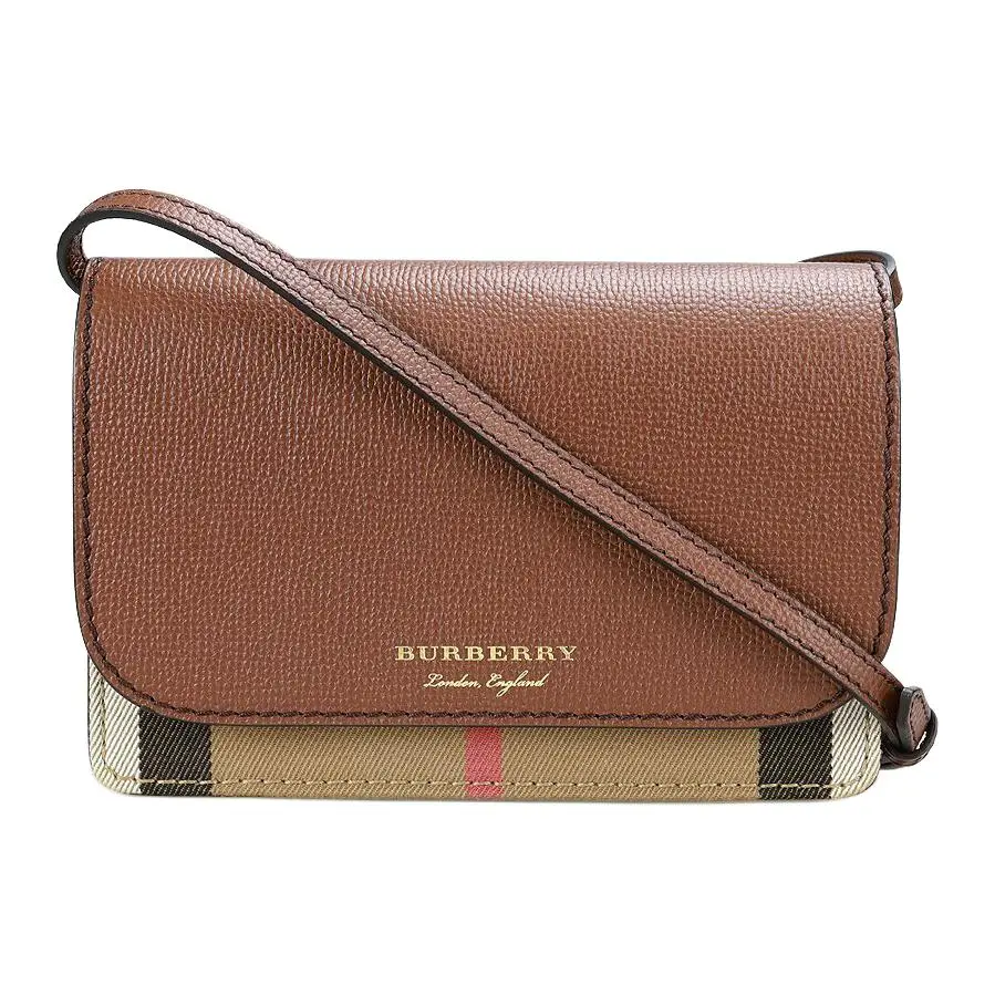 Burberry Vintage Classic Check Leather Crossbody Bag for Women in Brown