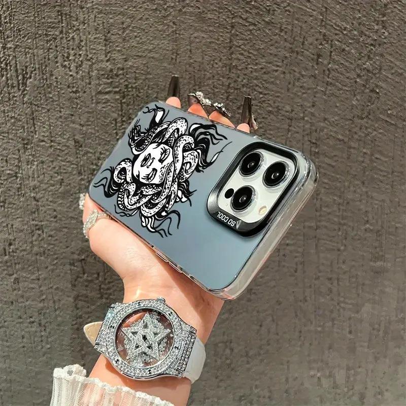 Medusa Pattern iPhone 16 15 14 13 12 XR XS X Plus Pro Max Phone Case Artistic Style Shockproof Protective Cover Durable Scratch-resistant Fashion Trend High-quality Lightweight Eco-friendly Material New Hot-selling Gift