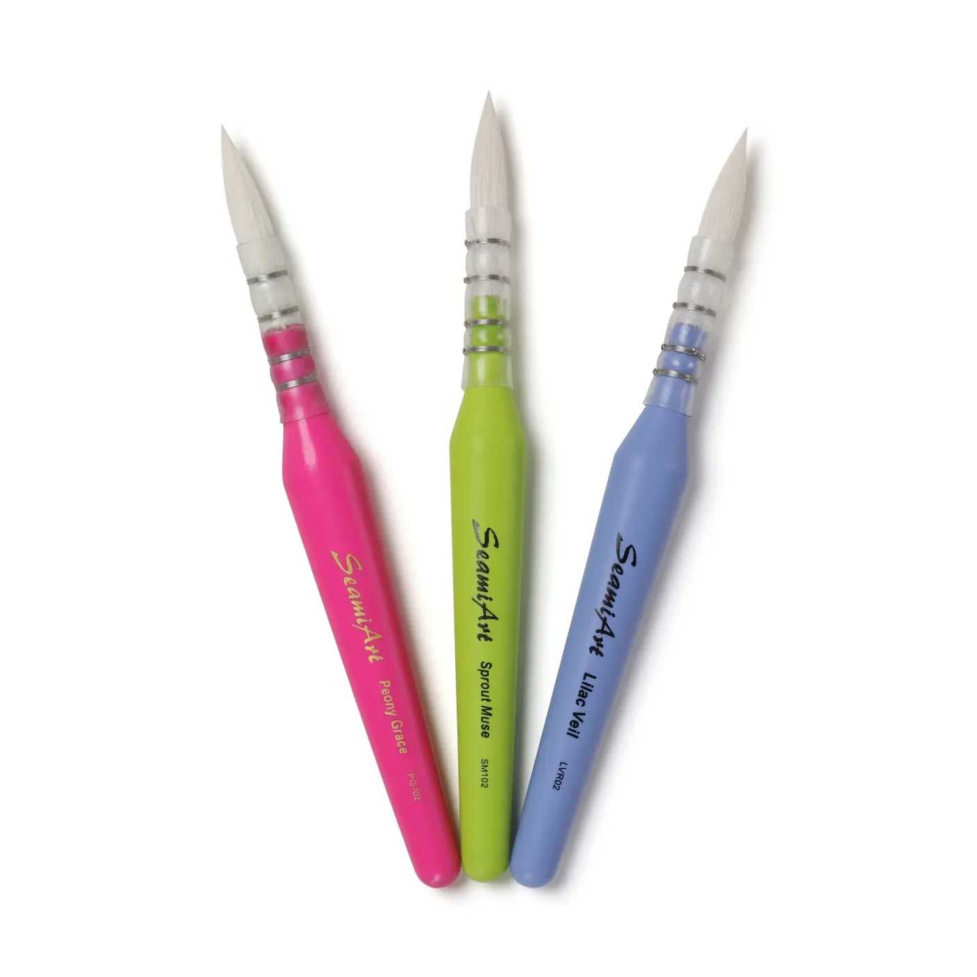 SeamiArt 3 Pcs Watercolor Travel Brushes Set - Squirrel Hair Round Brushes with Protective Tube, Pink Green Blue Portable Paint Brushes for Watercolor, Gouache, Plein Air, Art Supplies campingessentials