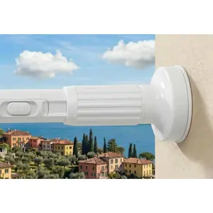 Tension Curtain Rods 51-86 Inch(5-7.17Ft),Shower Curtain Rods No Drilling,Heavy Duty tension rod for Bathroom Windows Room Divider Outdoor Patio,Easy Install,Never Rust,Diameter 1.26 In-White