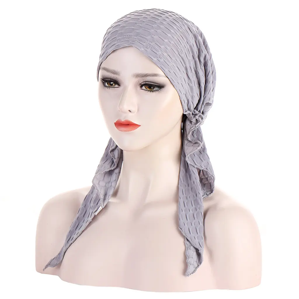 Women's Color-Themed Head Scarves Beanie Hat - Soft Bubble Curved Slip-On Pullover Cap, Lightweight Female Accessory for Daily Home & Outdoor Wear, Ready Stock, Casual, Grey, Soft Fabric