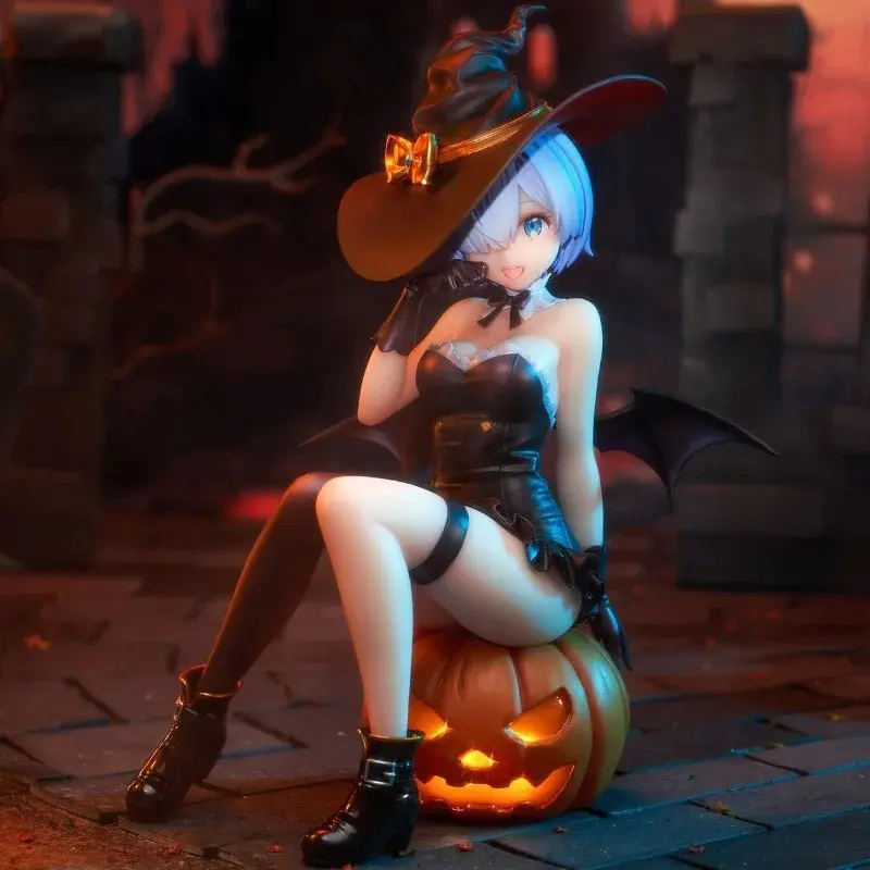 In-Stock Hot 18cm Re: Zero Rem Halloween Magic Night Enchantress Anime Figure Statue Desktop Decoration Holiday Gift