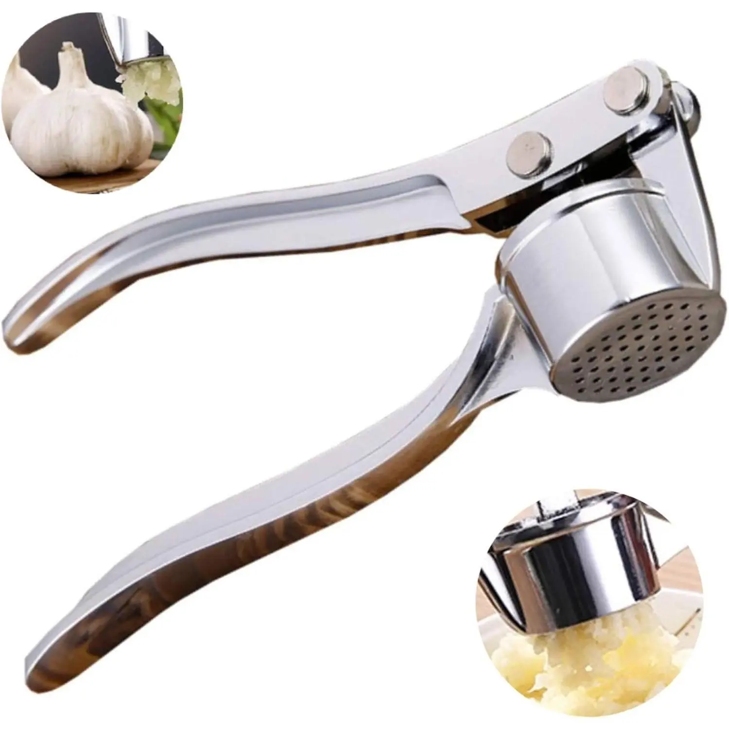 Thickened Alloy Manual Garlic Press with Garlic Puree Maker and Ginger Juice Tool, Durable Kitchenware for Garlic Peeling and Pounding