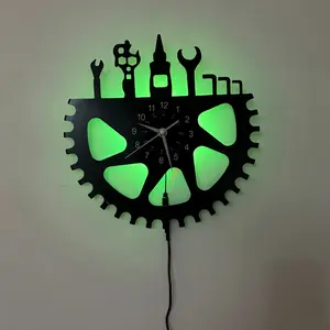 Mechanical Gear Theme LED Wall Clock, Ideal for Men's Bedroom, Gaming Room, Garage, Workshop, Motorcycle Club Decor