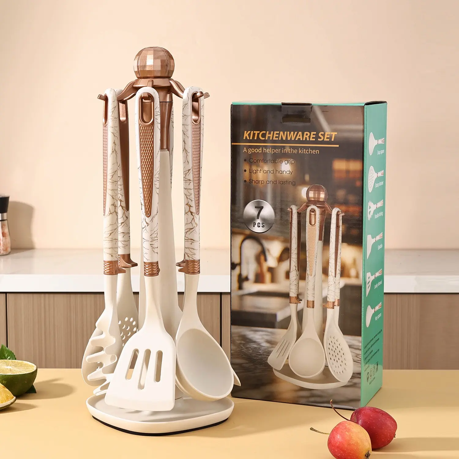 7-Piece Silicone Kitchen Utensils Set, Non-Stick Cookware Tools, Cooking Spatula Spoon Kit, Home Use Kitchen Gear