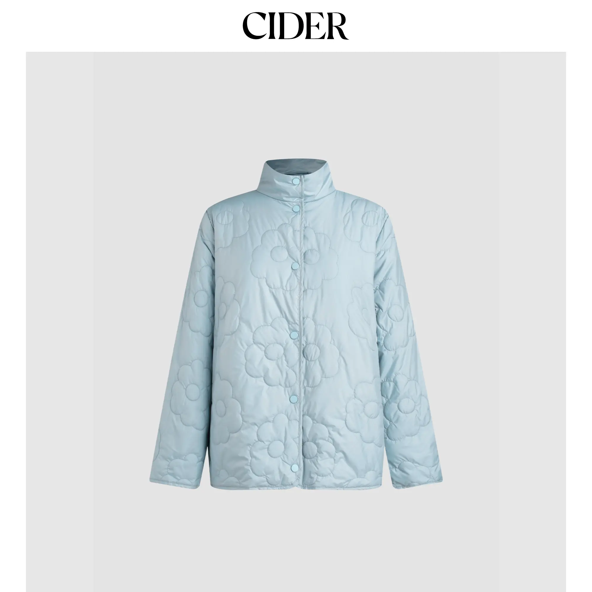 Cider [size 4-8] Stand Collar Floral Quilted Pocket Puffer Jacket SohoChic