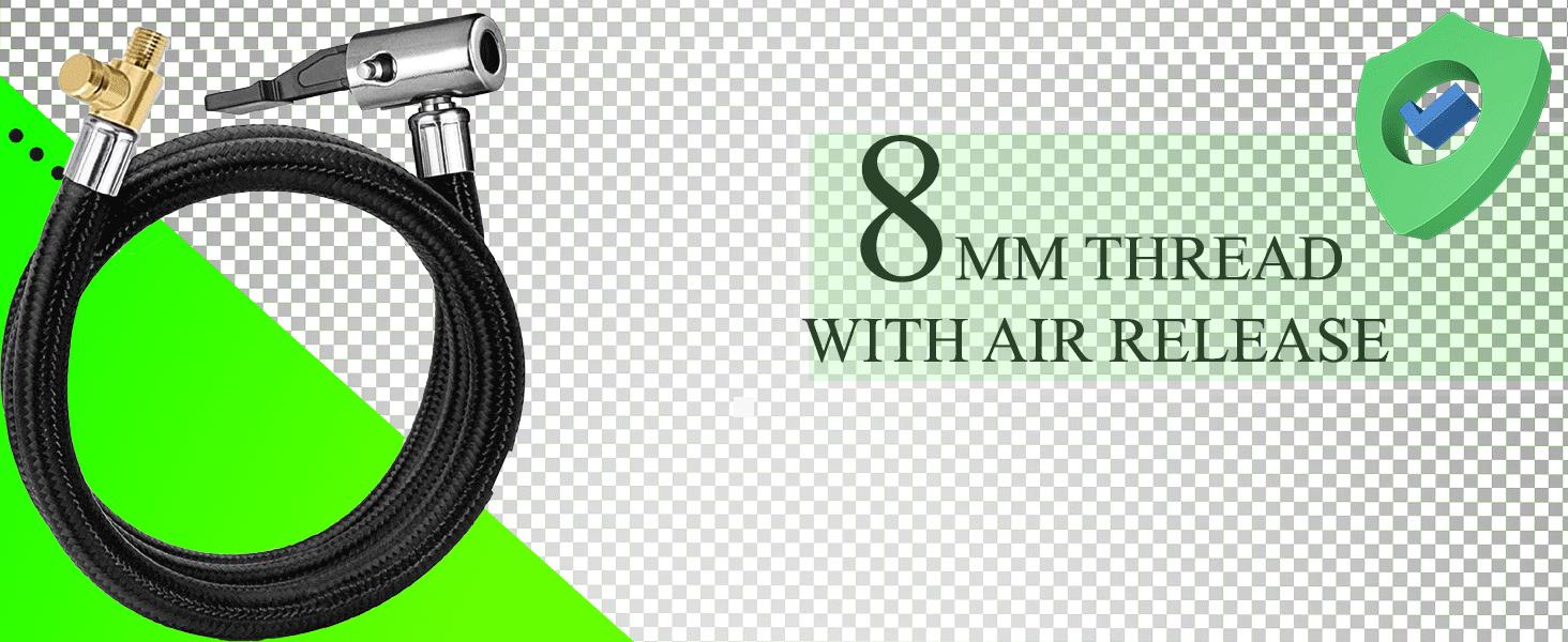 Air Chuck Adapter with Clip Lock, Brass Tire Inflator Nozzle Connector, 250PSI No Leakage Tire Chuck for Vehicle Compressor Pump & Inflation Tool