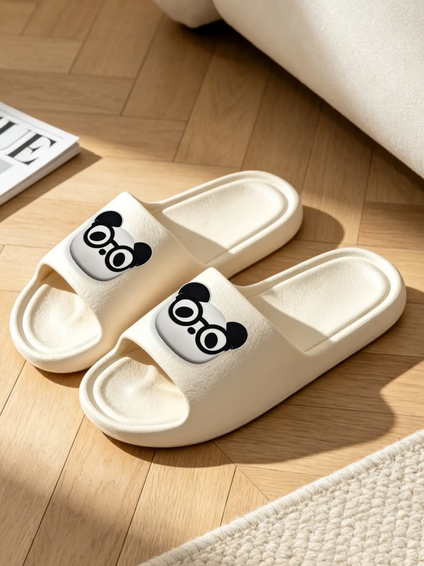 3D Cartoon Panda Eva Sandals, Soft Thick Sole, Unisex Design, Perfect for Dorms & Daily Wear, Comfortable One-Step Slippers