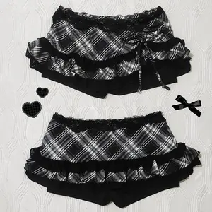 Summer Y2K Skirt Women Harajuku Streak Graphic Print Spicy Girls Mini Skirt Hip Hop Punk Lace Half Length Skirt